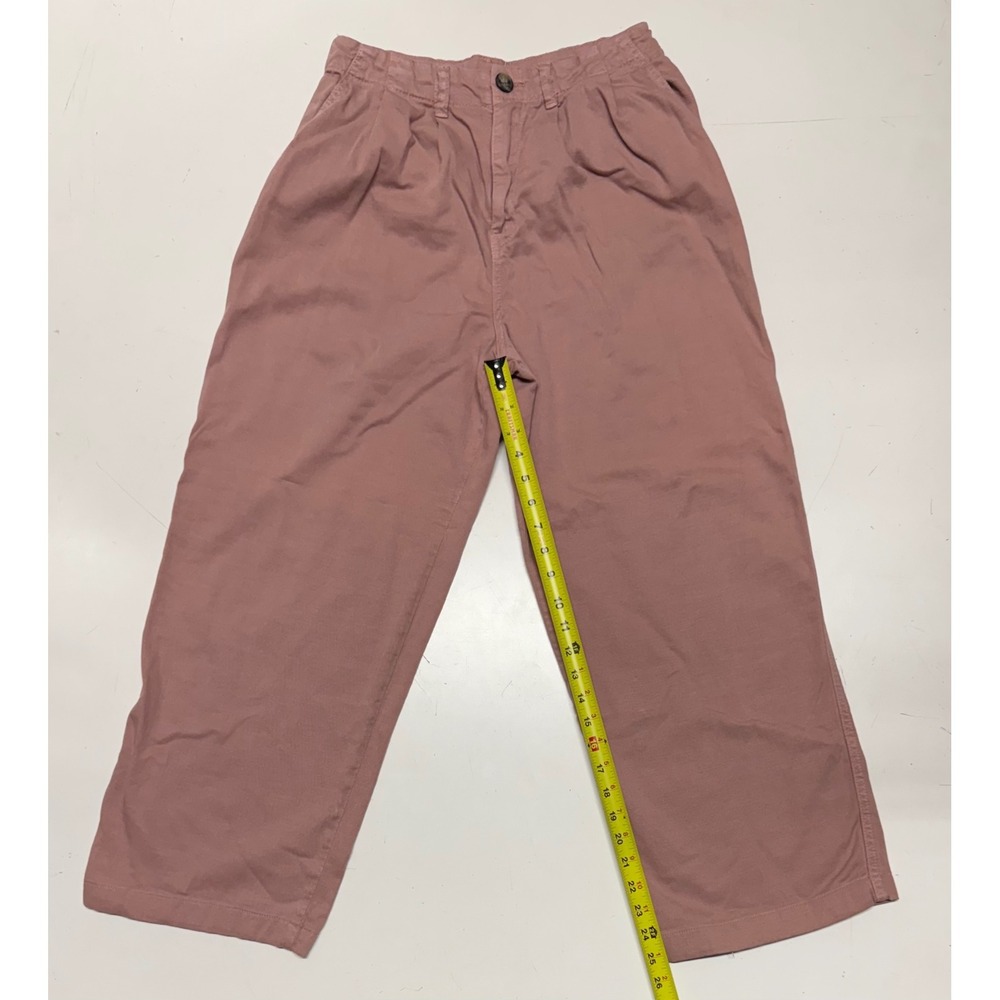 Free People OB1444441 Pleated Wide Leg Cropped‎ Pants Pink Womens 0
